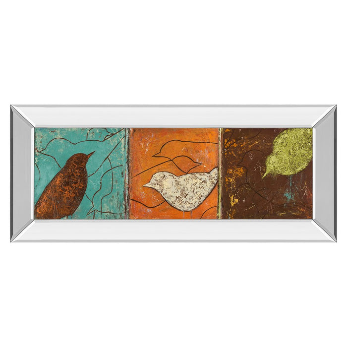 Classy Living Serene Birds Trio Wall Art 42"x18", Mirrored Frame