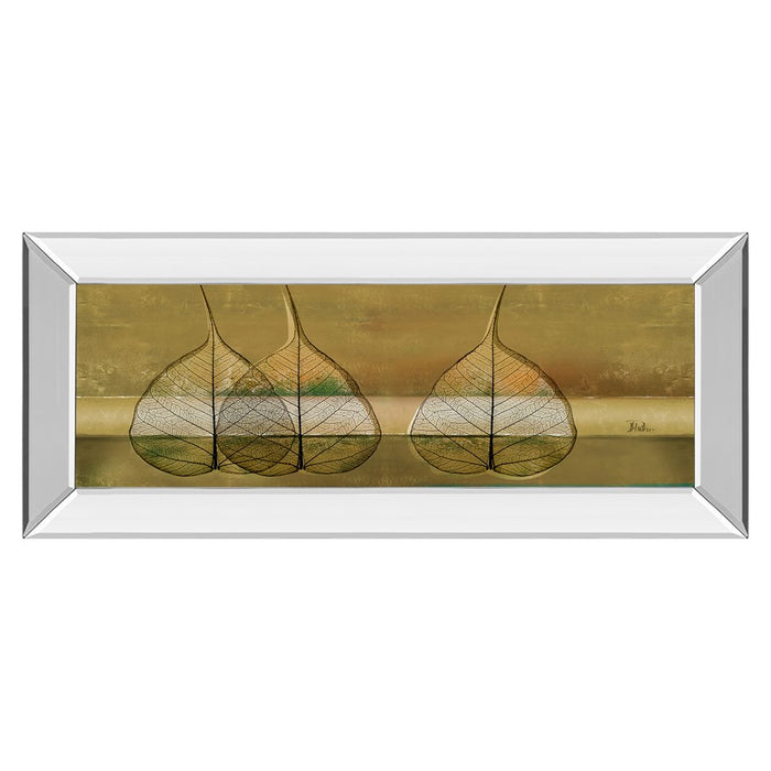 Classy Living Translucent Leaves Wall Art 42"x18", Mirrored Frame