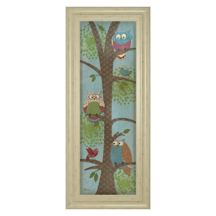 Classy Living Whimsical Owls Wall Art 18"x42", Ivory Bliss Frame