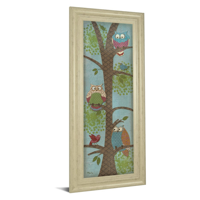 Classy Living Whimsical Owls Wall Art 18"x42", Ivory Bliss Frame