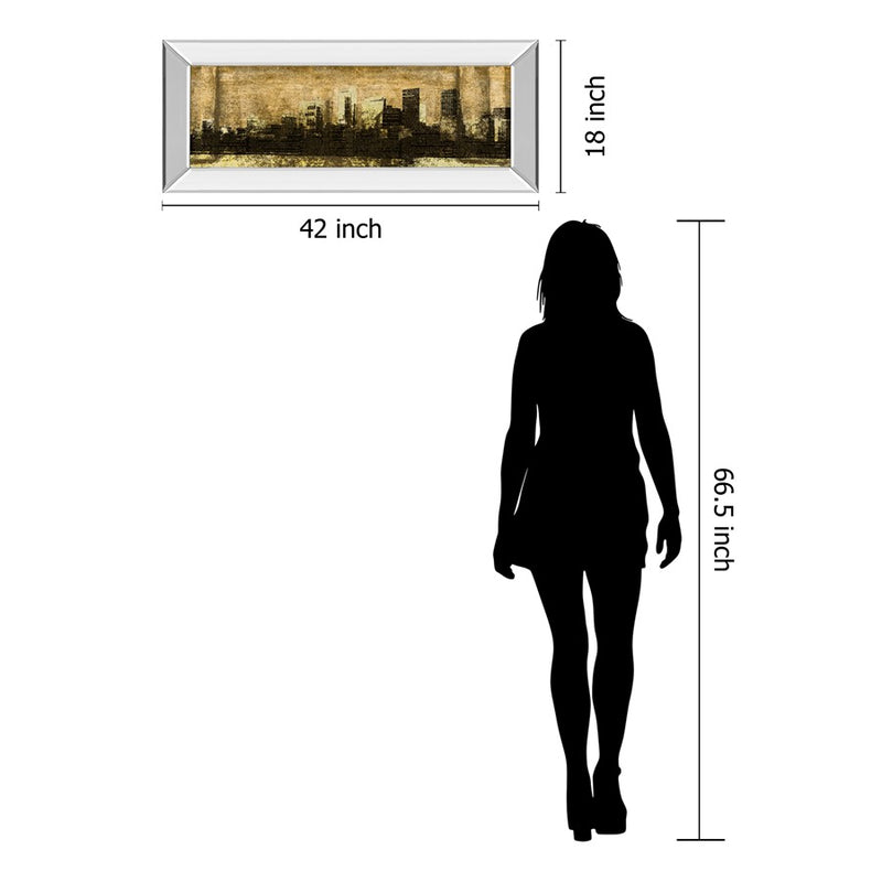Classy Living Urban Glow Wall Art 42"x18", Mirrored Frame