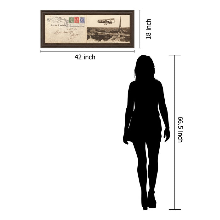 Classy Living Vintage Parisian Flight Wall Art 42"x18", Cinnamon Mocha