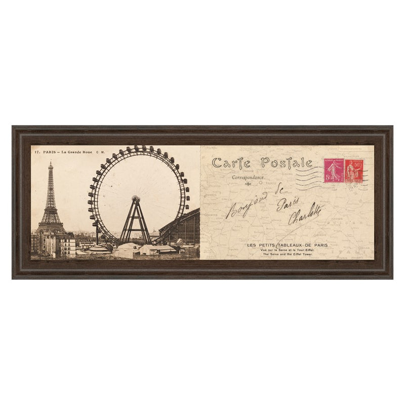 Classy Living Paris Postcard View Wall Art 42"x18", Cinnamon Mocha Frame
