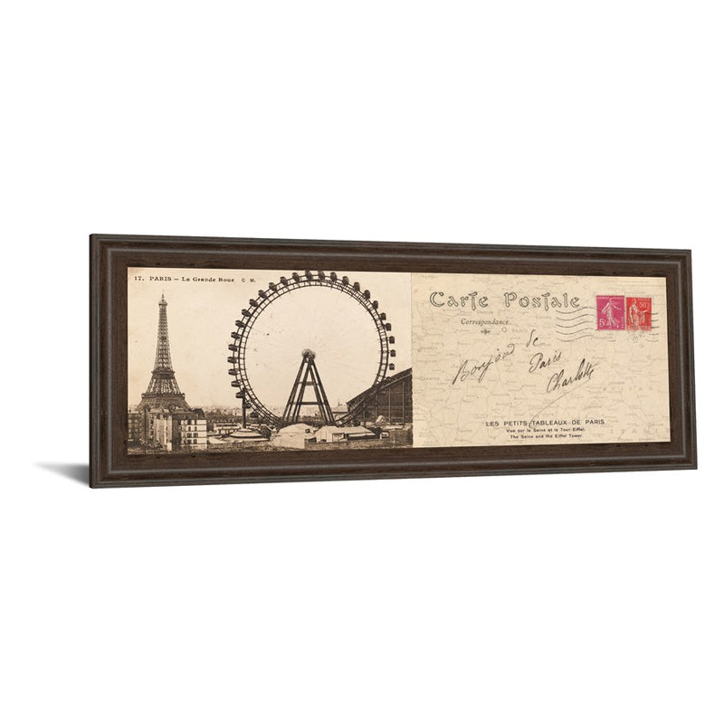 Classy Living Paris Postcard View Wall Art 42"x18", Cinnamon Mocha Frame