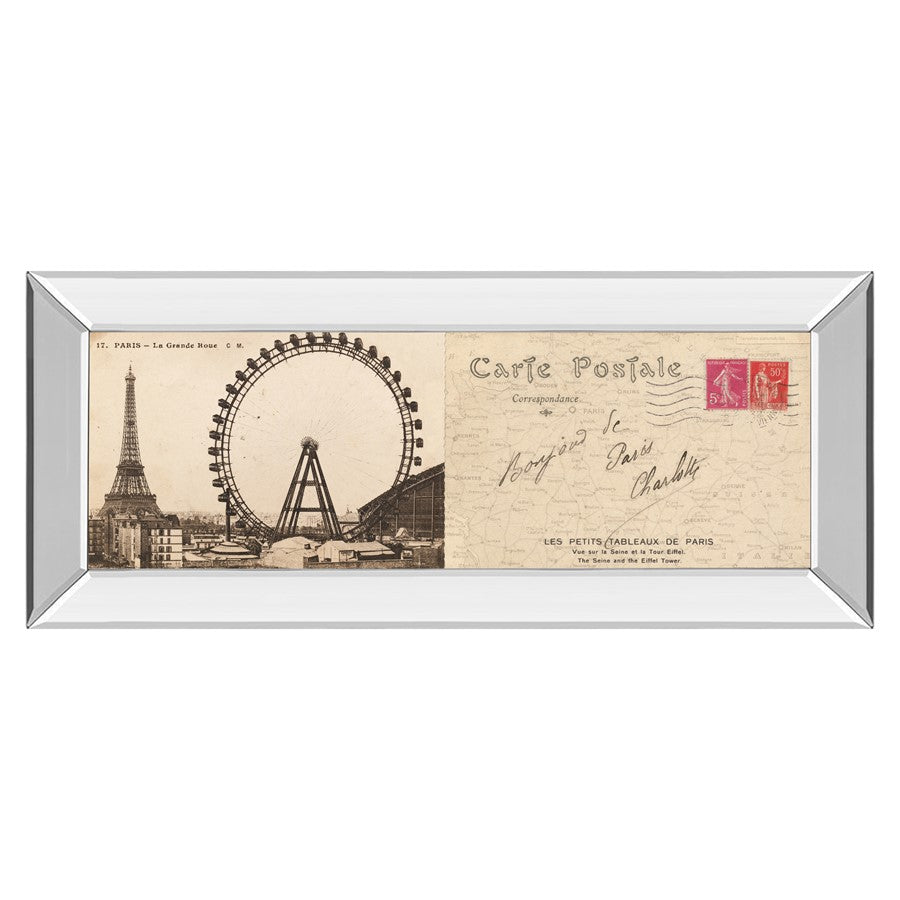 Classy Living Paris Postcard View Wall Art 42"x18", Mirrored Frame