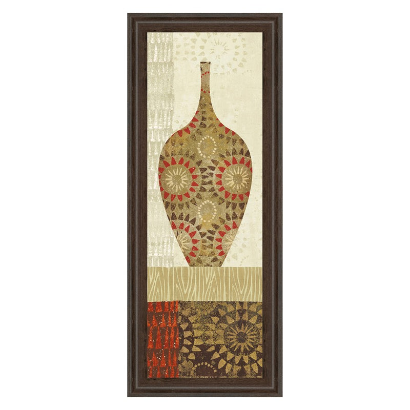 Classy Living Spice Vessel Pattern Wall Art 18"x42", Cinnamon Mocha Frame