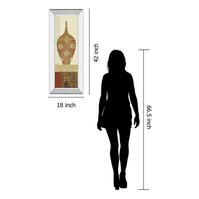 Classy Living Spice Vessel Pattern Wall Art 18"x42", Mirrored Frame