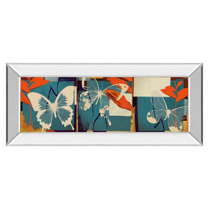 Classy Living Butterfly Trio Wall Art 42"x18", Mirrored Frame - 1480MF