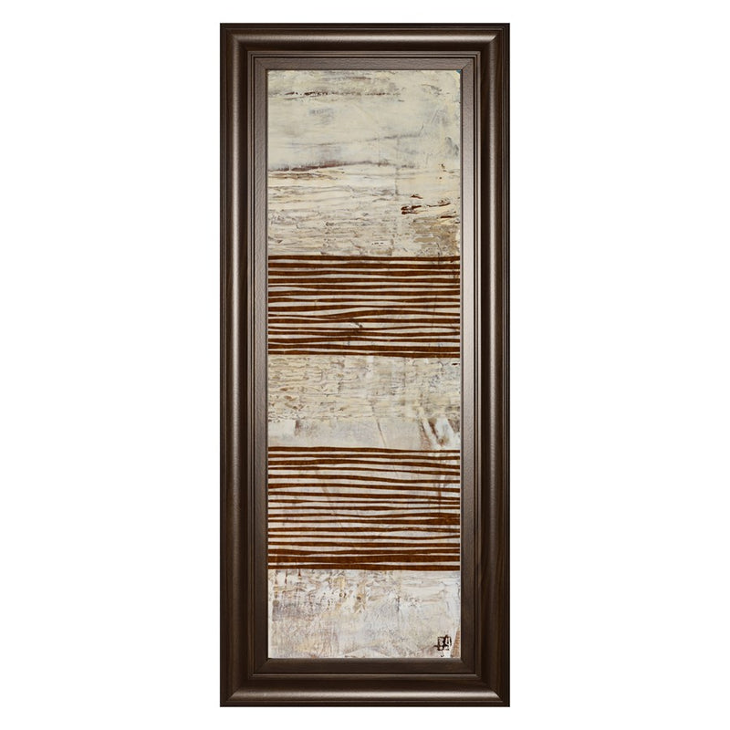 Classy Living White Stripes II Wall Art 18"x42", Dark Chocolate Frame