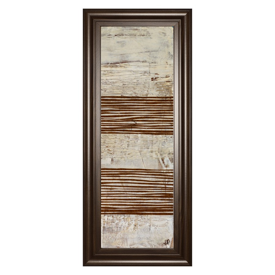Classy Living White Stripes II Wall Art 18"x42", Dark Chocolate Frame