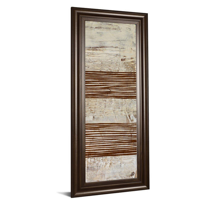 Classy Living White Stripes II Wall Art 18"x42", Dark Chocolate Frame