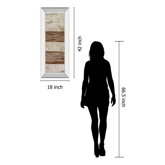 Classy Living White Stripes II Wall Art 18"x42", Mirrored Frame