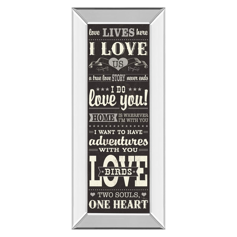 Classy Living Love Story Wall Art 18"x42", Mirrored Frame