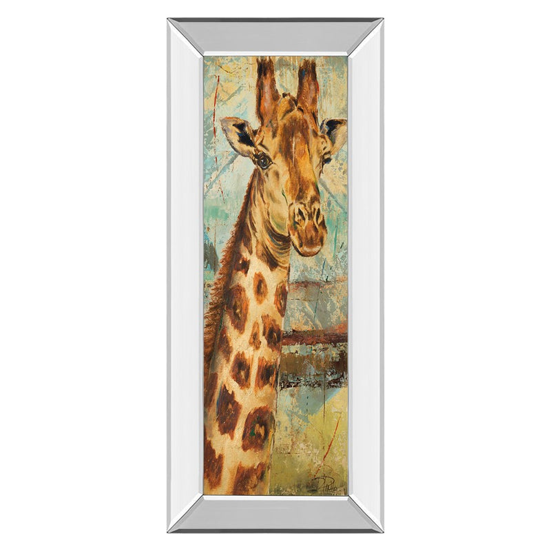 Classy Living Safari Giraffe Portrait Wall Art 18"x42", Mirrored Frame