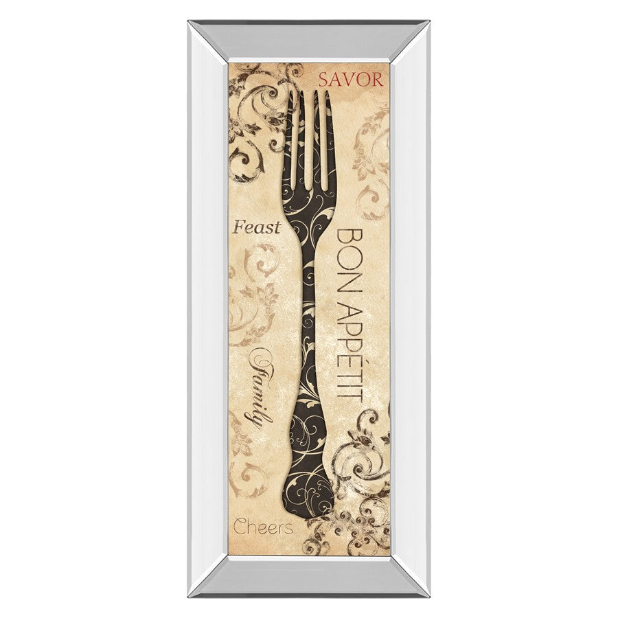 Classy Living Bon Appetite Wall Art 18"x42", Mirrored Frame - 1566MF