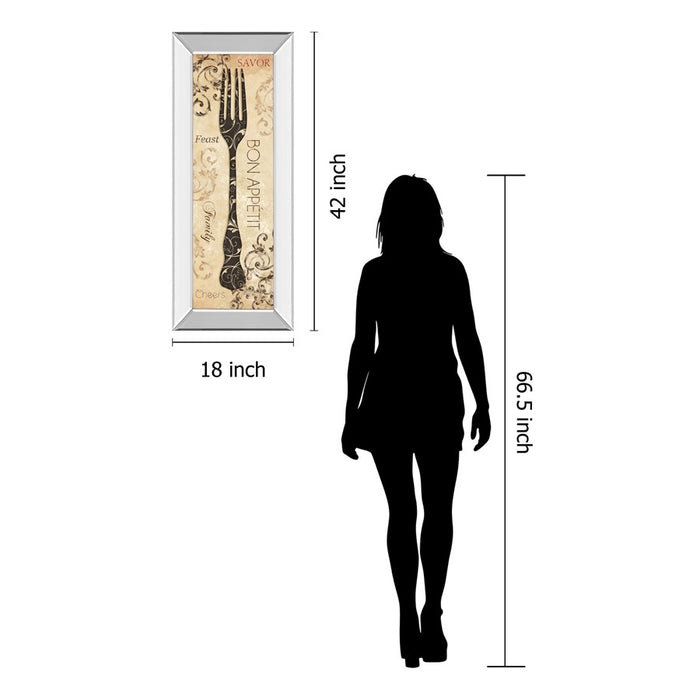 Classy Living Bon Appetite Wall Art 18"x42", Mirrored Frame