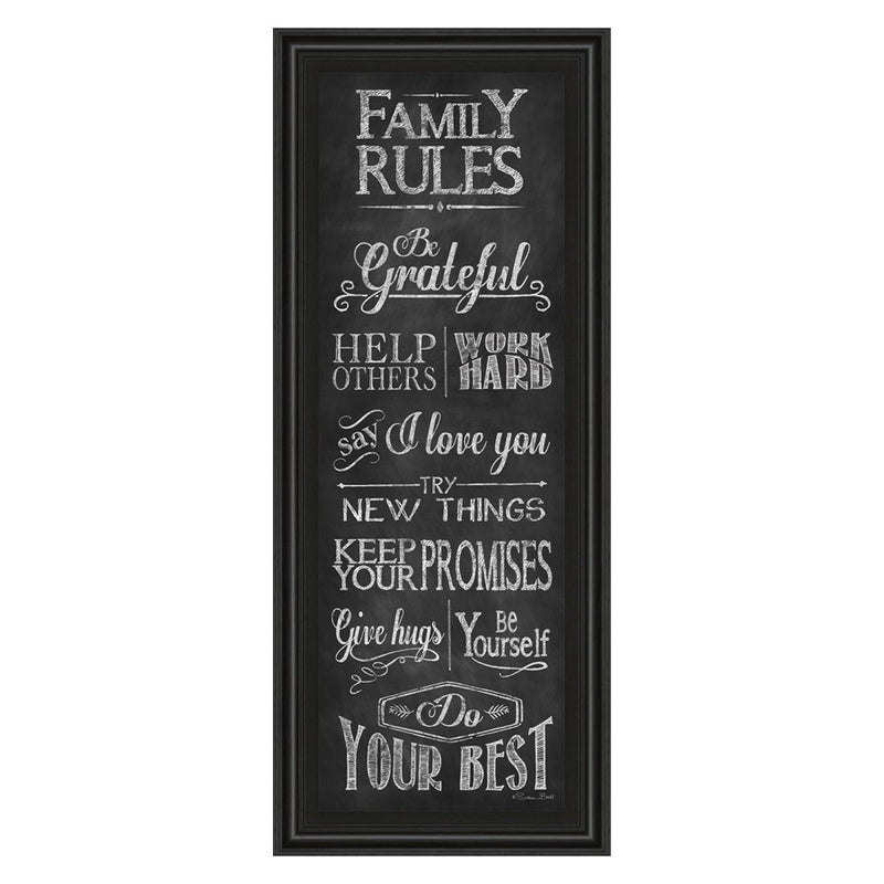 Classy Living Family Rules Wall Art 18"x42", Midnight Aura Frame