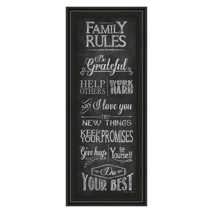 Classy Living Family Rules Wall Art 18"x42", Midnight Aura Frame