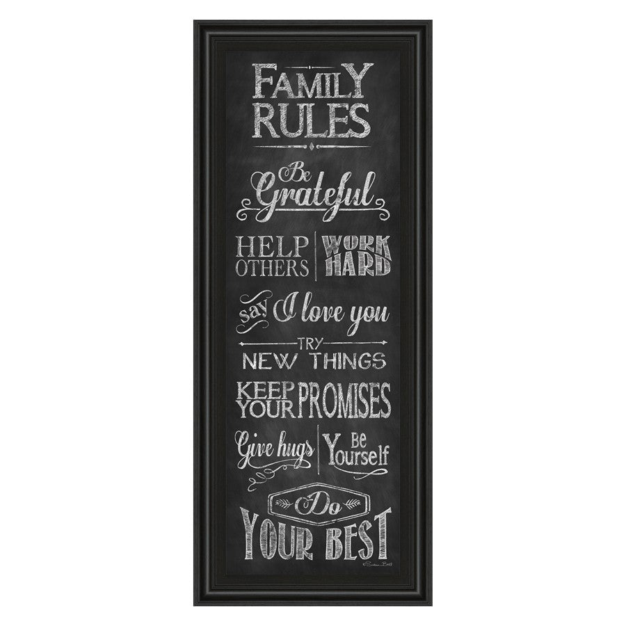Classy Living Family Rules Wall Art 18"x42", Midnight Aura Frame