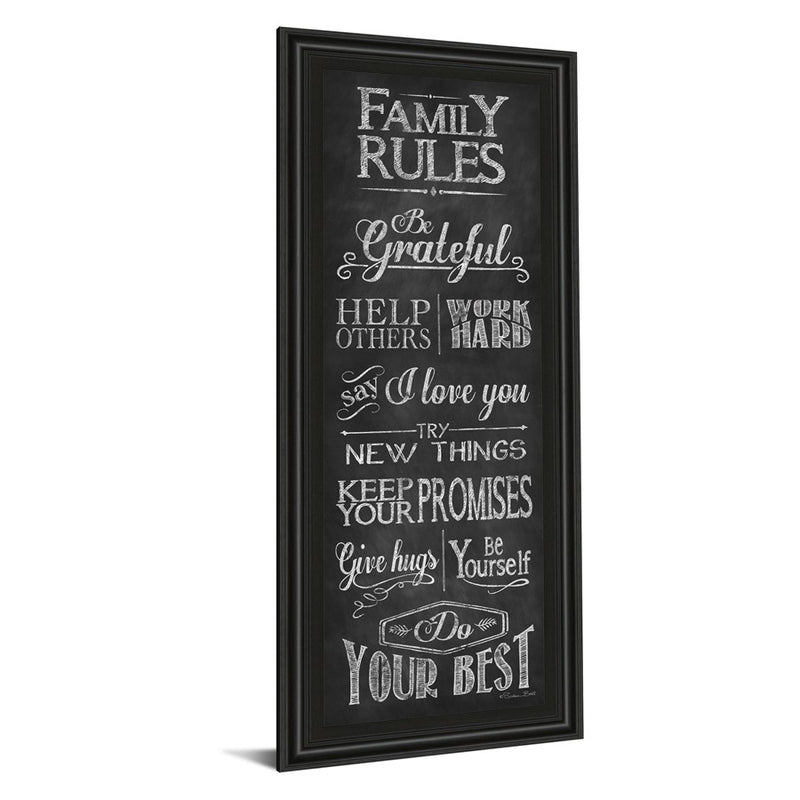 Classy Living Family Rules Wall Art 18"x42", Midnight Aura Frame