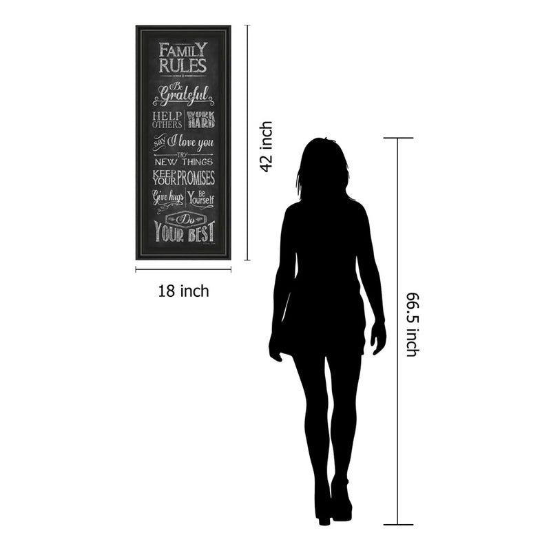 Classy Living Family Rules Wall Art 18"x42", Midnight Aura Frame