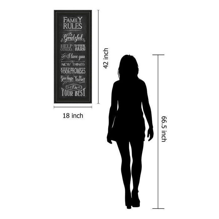 Classy Living Family Rules Wall Art 18"x42", Midnight Aura Frame