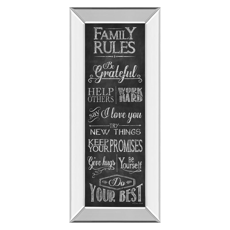 Classy Living Family Rules Wall Art 18"x42", Mirrored Frame