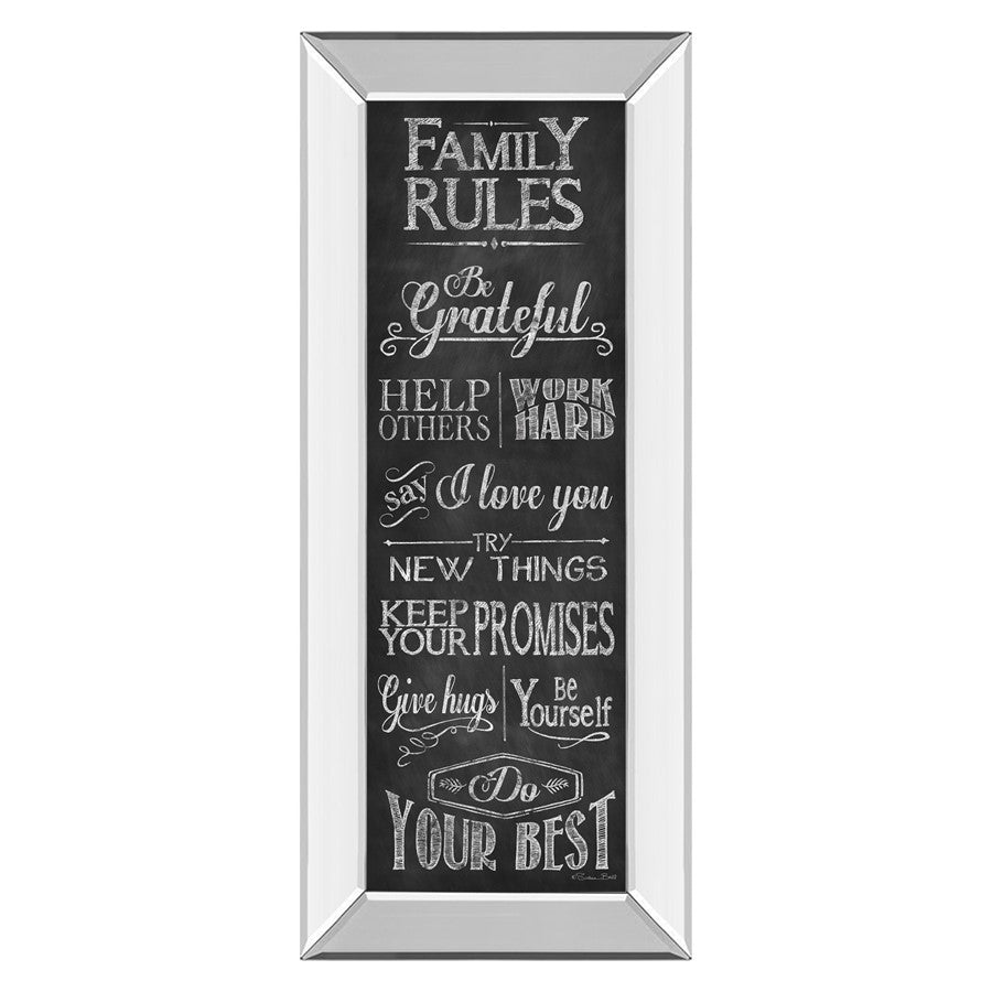 Classy Living Family Rules Wall Art 18"x42", Mirrored Frame - 1575MF