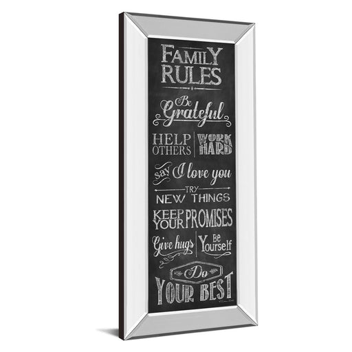 Classy Living Family Rules Wall Art 18"x42", Mirrored Frame
