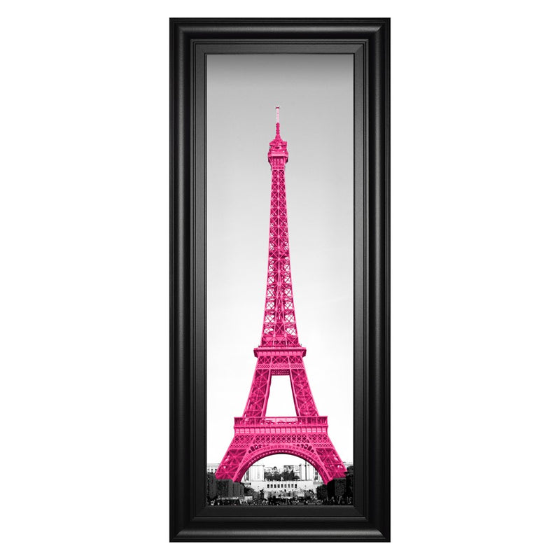 Classy Living Magenta Eiffel Tower Wall Art 18"x42", Midnight Aura Frame
