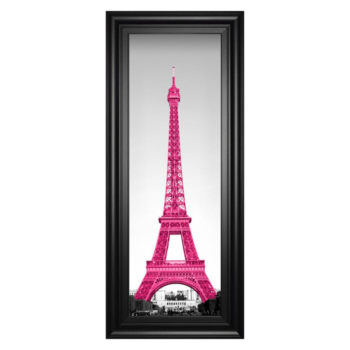 Classy Living Magenta Eiffel Tower Wall Art 18"x42", Midnight Aura Frame