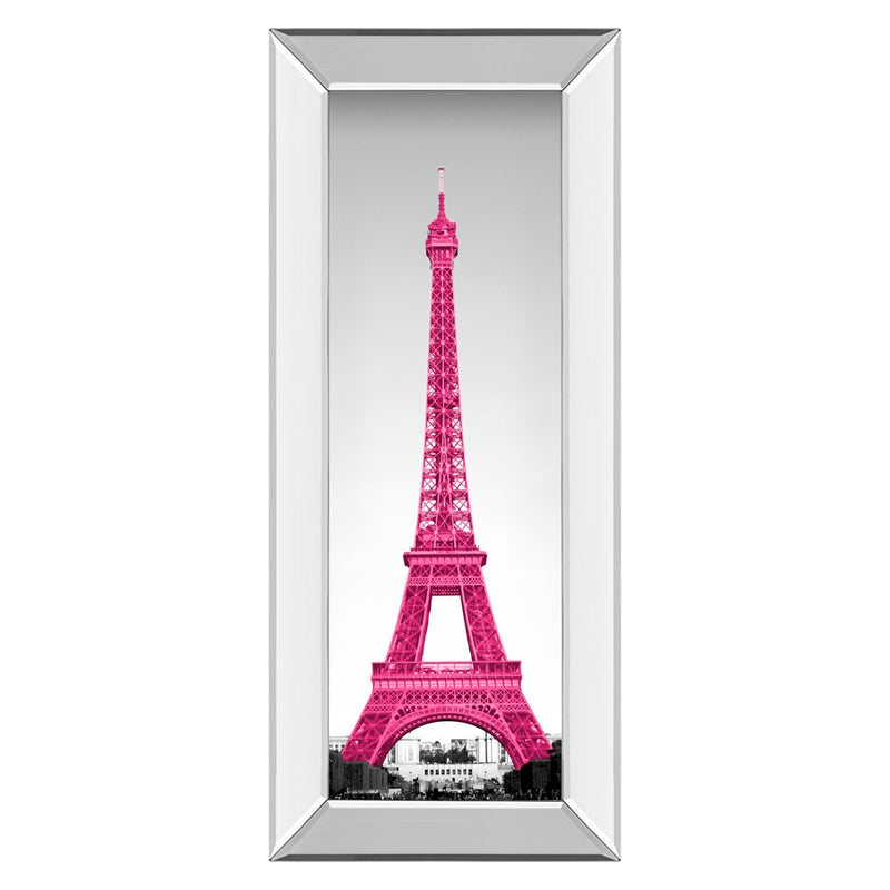 Classy Living Magenta Eiffel Tower Wall Art 18"x42", Mirrored Frame