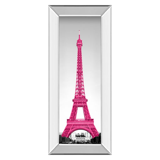 Classy Living Magenta Eiffel Tower Wall Art 18"x42", Mirrored Frame