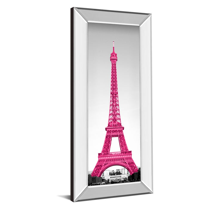 Classy Living Magenta Eiffel Tower Wall Art 18"x42", Mirrored Frame