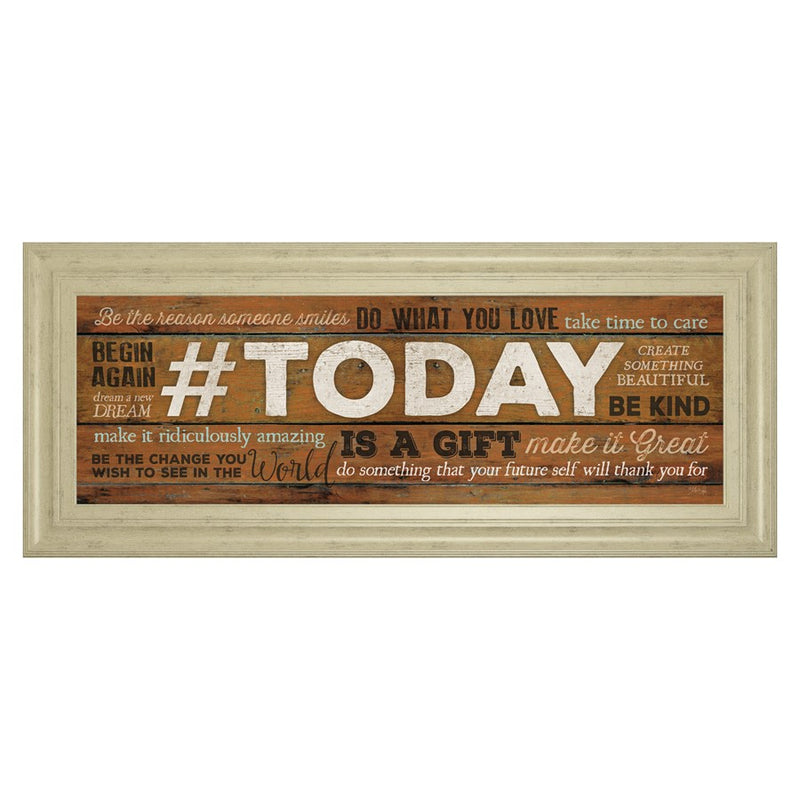Classy Living Today Is A Gift Wall Art 42"x18", Ivory Bliss Frame