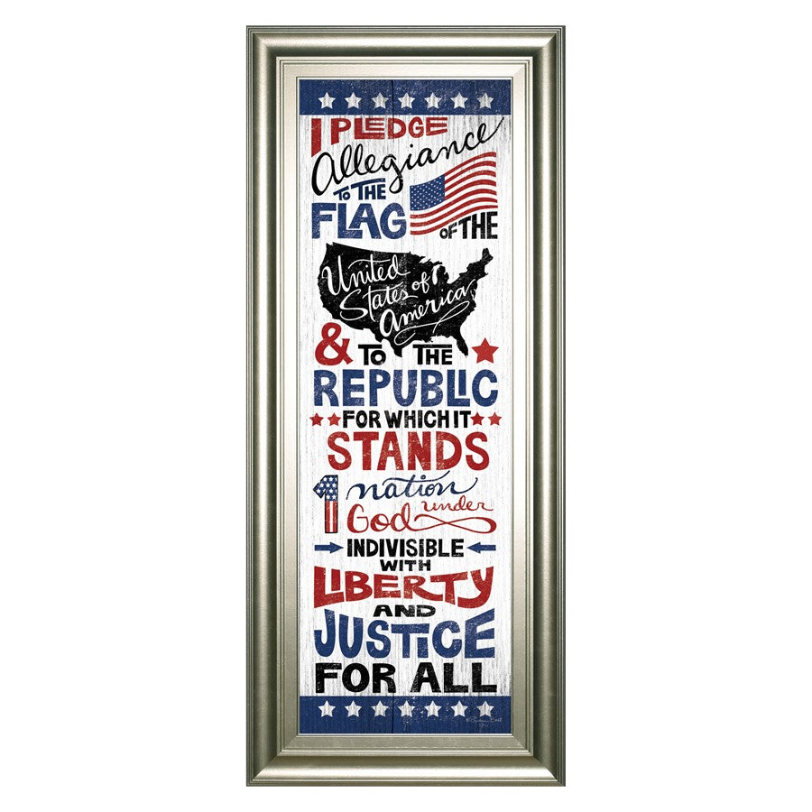 Classy Living Pledge of Allegiance Wall Art 18"x42", Siver Serenity Frame - 1628