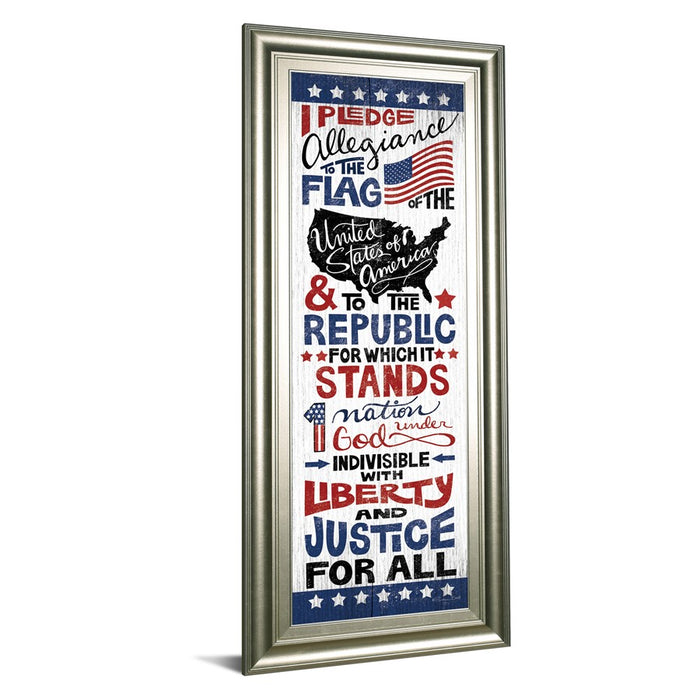 Classy Living Pledge of Allegiance Wall Art 18"x42", Silver Serenity Frame