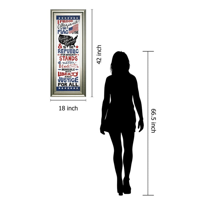 Classy Living Pledge of Allegiance Wall Art 18"x42", Silver Serenity Frame