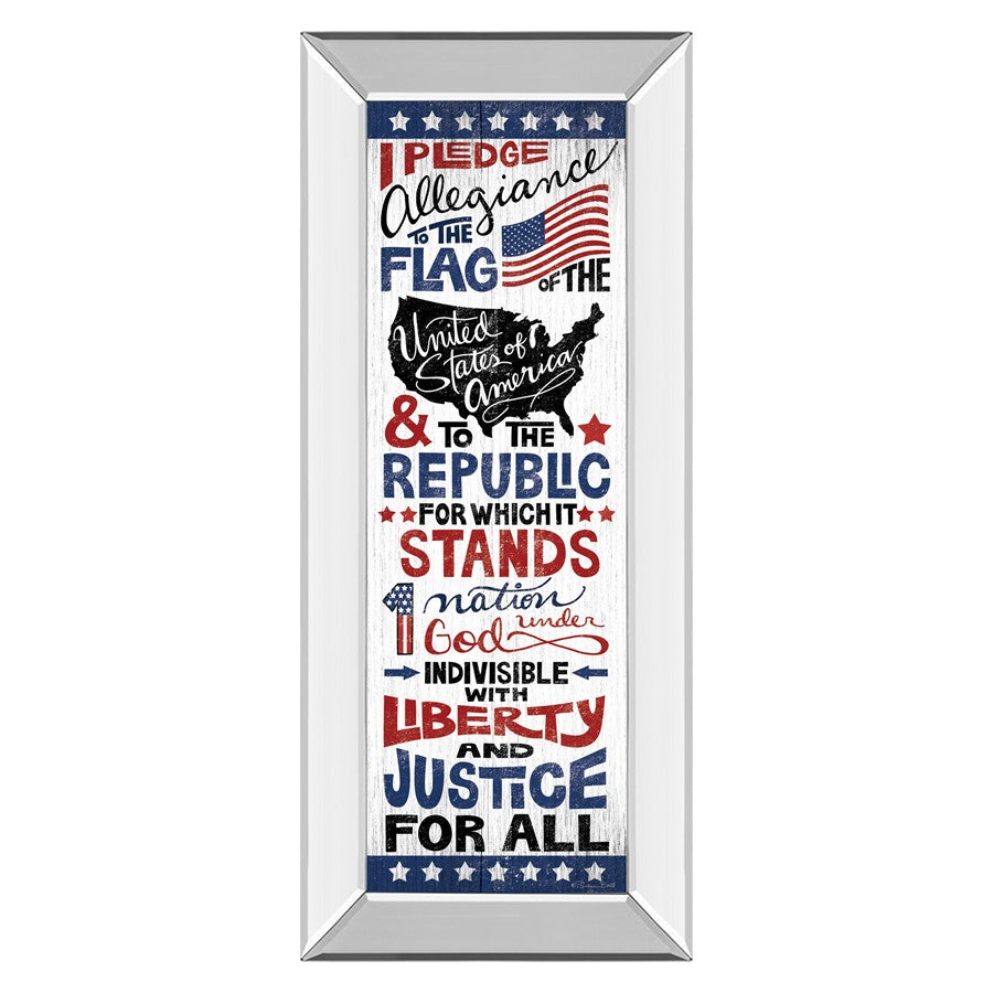 Classy Living Pledge of Allegiance Wall Art 18"x42", Mirrored Frame