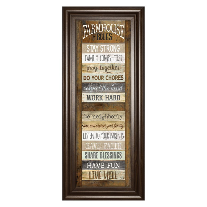 Classy Living Farmhouse Wisdom Wall Art 18"x42", Cinnamon Mocha Frame