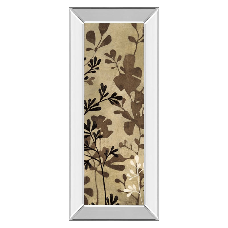 Classy Living Espresso Leaves Wall Art 18"x42", Mirrored Frame