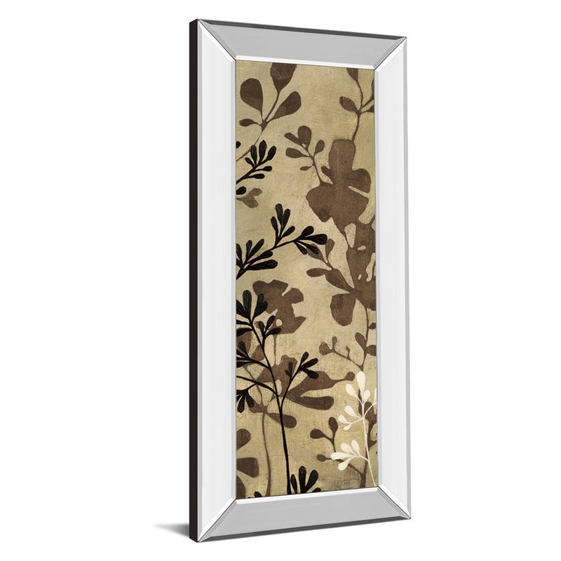 Classy Living Espresso Leaves Wall Art 18"x42", Mirrored Frame