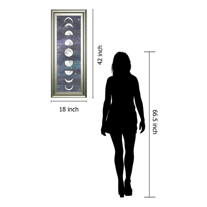 Classy Living Moon Phases Chart Wall Art 18"x42", Silver Serenity Frame