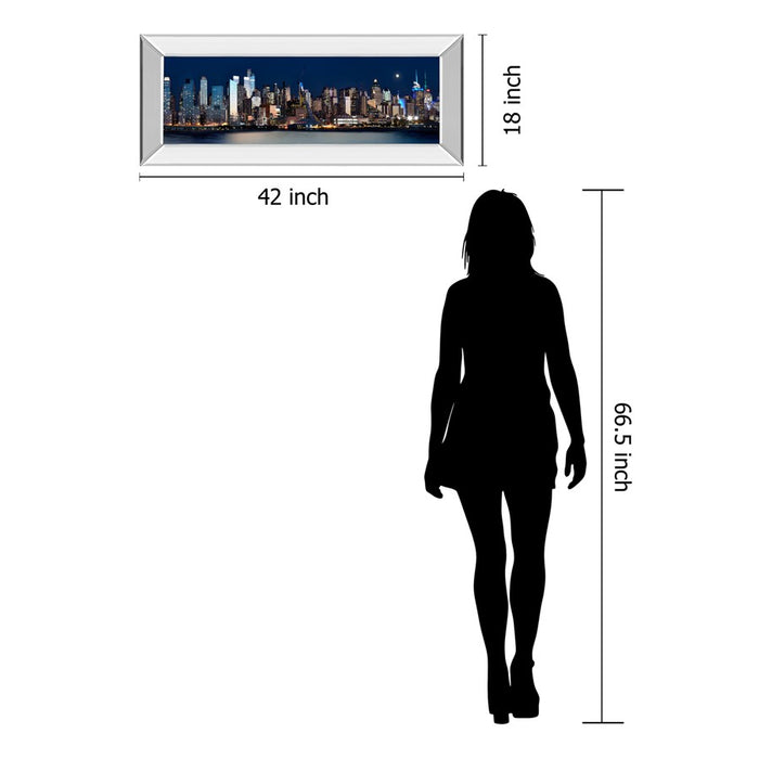Classy Living City Lights Panorama Wall Art 42"x18", Mirrored Frame