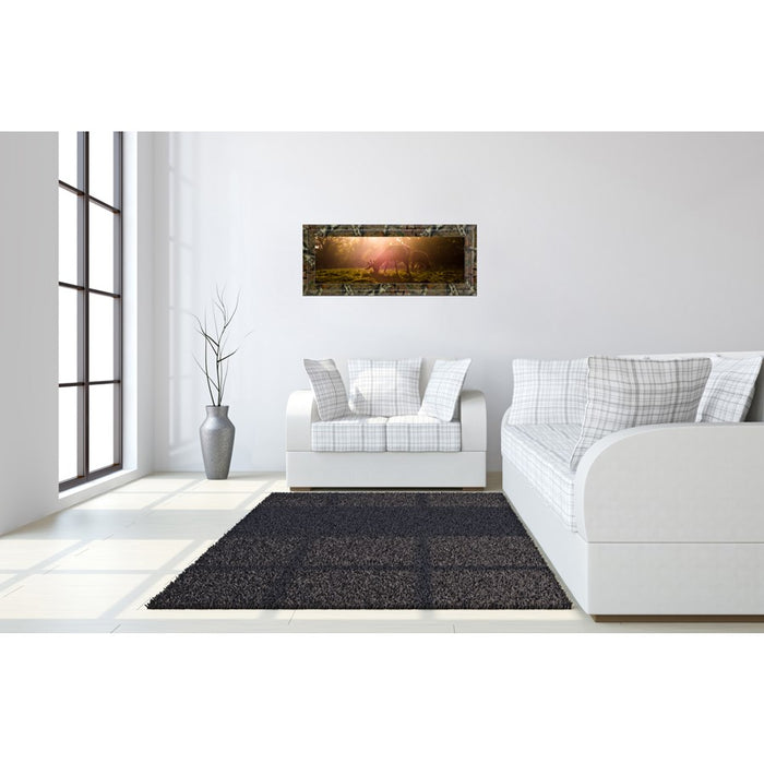 Classy Living Golden Grazing Wall Art 42"x18", Nature's Splendor Frame