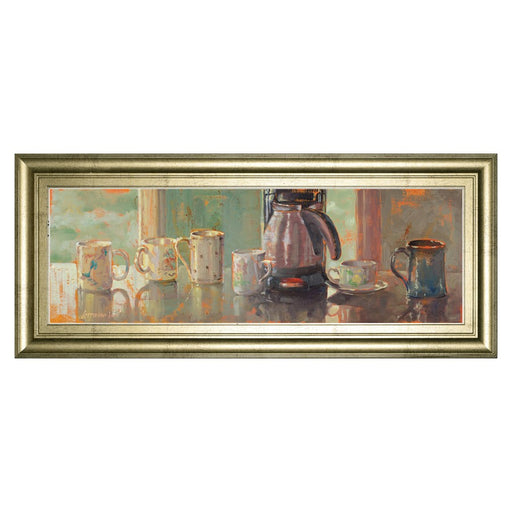 Classy Living Morning Brew Wall Art 42"x18", Crisp Chardonnay Frame
