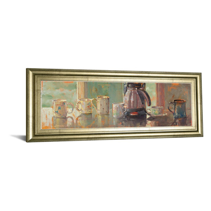 Classy Living Morning Brew Wall Art 42"x18", Crisp Chardonnay Frame