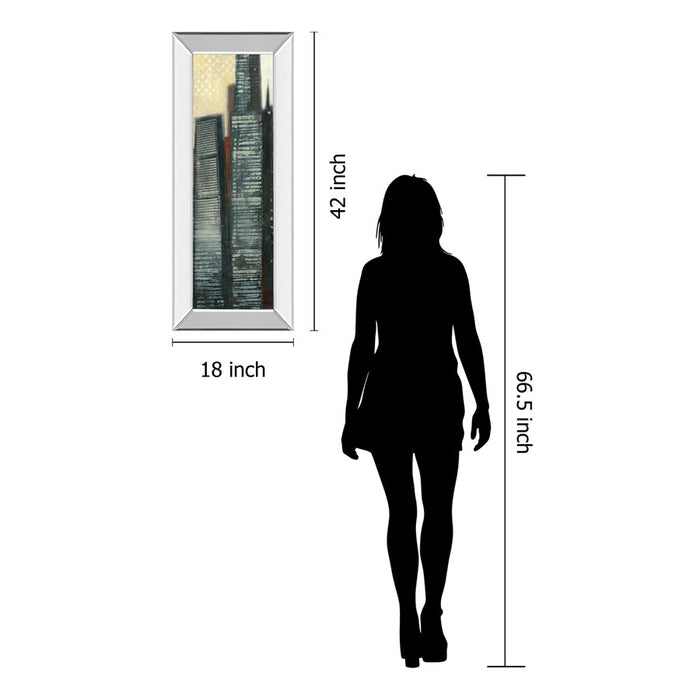Classy Living City Silhouettes Wall Art 18"x42", Mirrored Frame