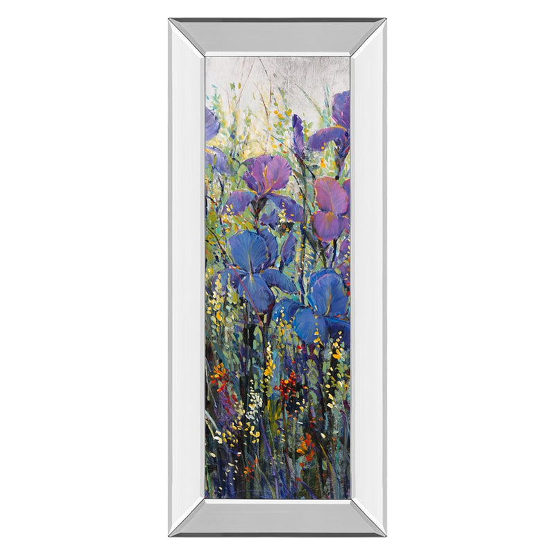 Classy Living Iris Bloom Wall Art 18"x42", Mirrored Frame