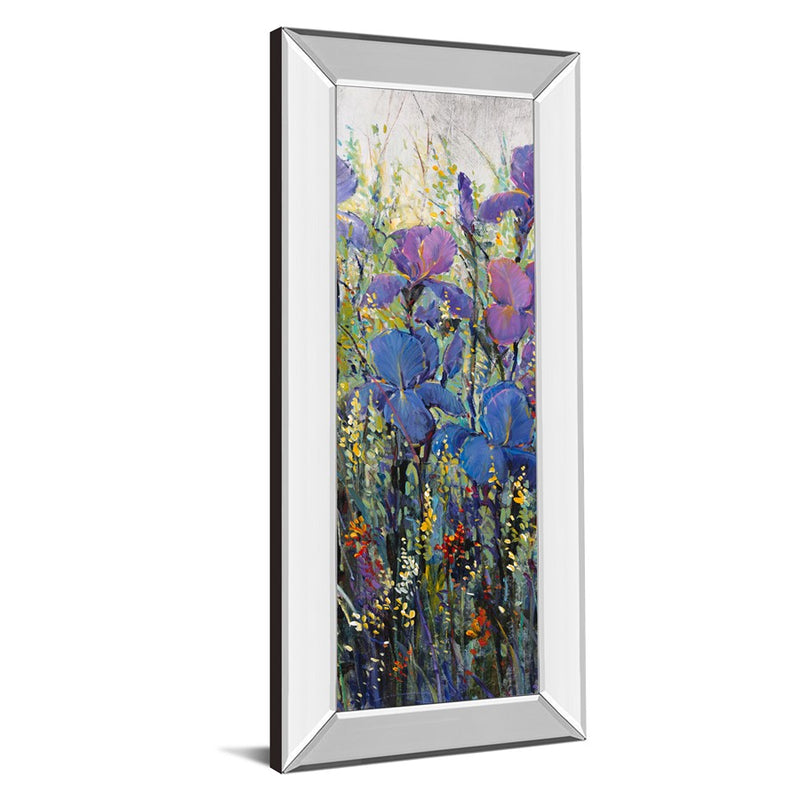 Classy Living Iris Bloom Wall Art 18"x42", Mirrored Frame